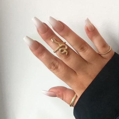 white ombre, false nails, press on nails